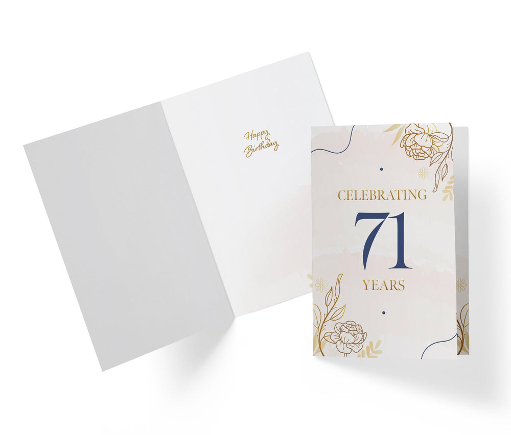 Golden Flowers | 71st Birthday Card - Kartoprint