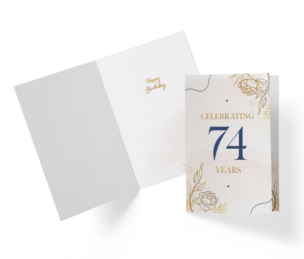 Golden Flowers | 74th Birthday Card - Kartoprint