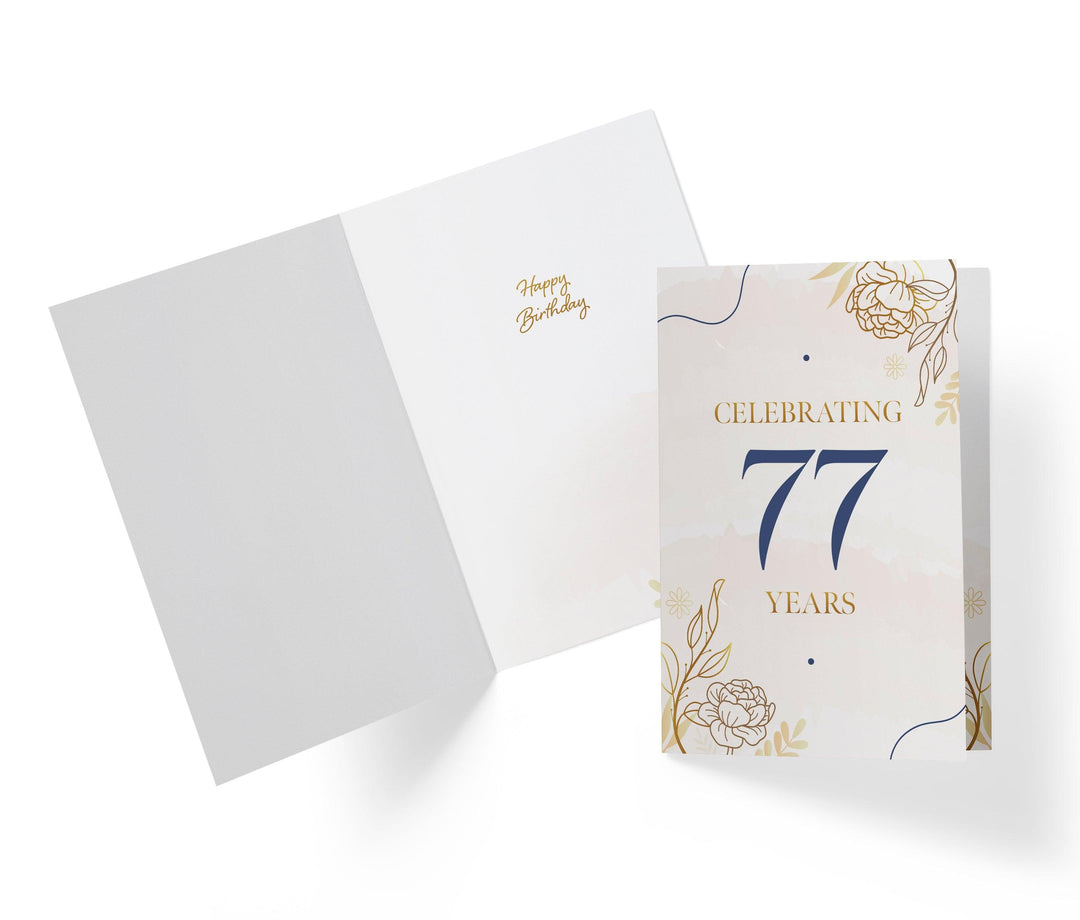 Golden Flowers | 77th Birthday Card - Kartoprint