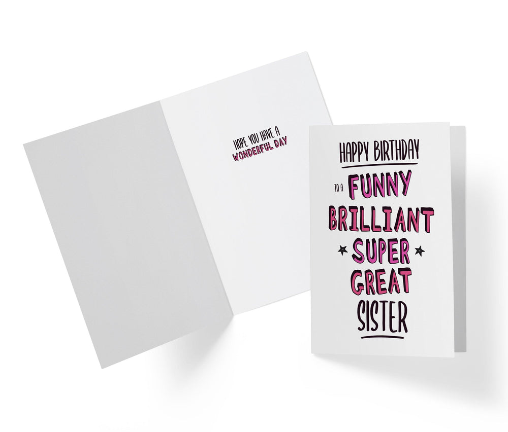 Funny Brillant Super Great Sister | Funny Birthday Card - Kartoprint
