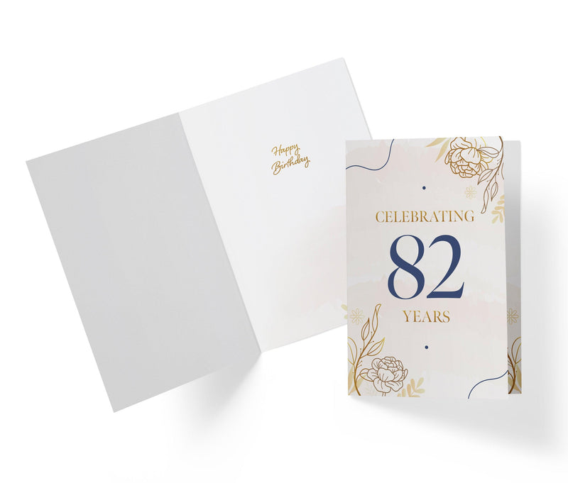 Golden Flowers | 82nd Birthday Card - Kartoprint
