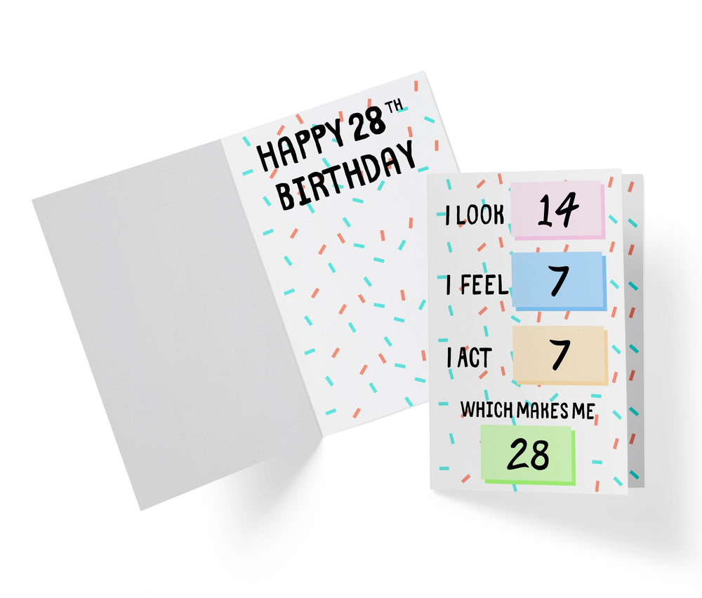 I Look, I Feel, And I Act | 28th Birthday Card - Kartoprint