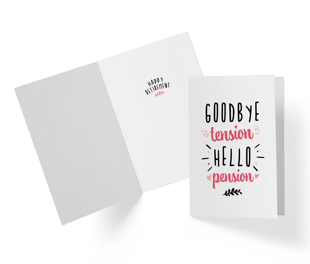 Goodbye Tension, Hello Pension | Funny Retirement Card - Kartoprint