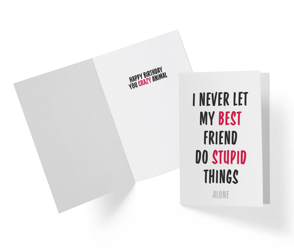 I Never Let My Best Friend Do Stupid Things Alone | Funny Friend Birthday Card - Kartoprint