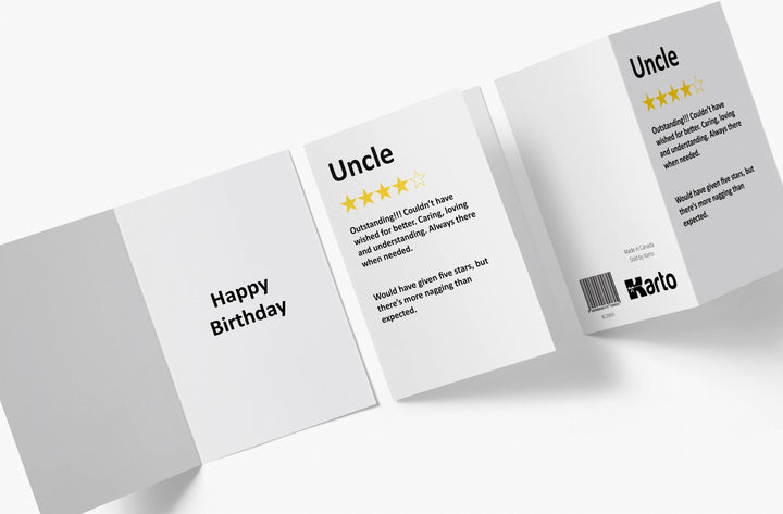Would Have Given Five Stars But, Uncle | Funny Birthday Card - Kartoprint