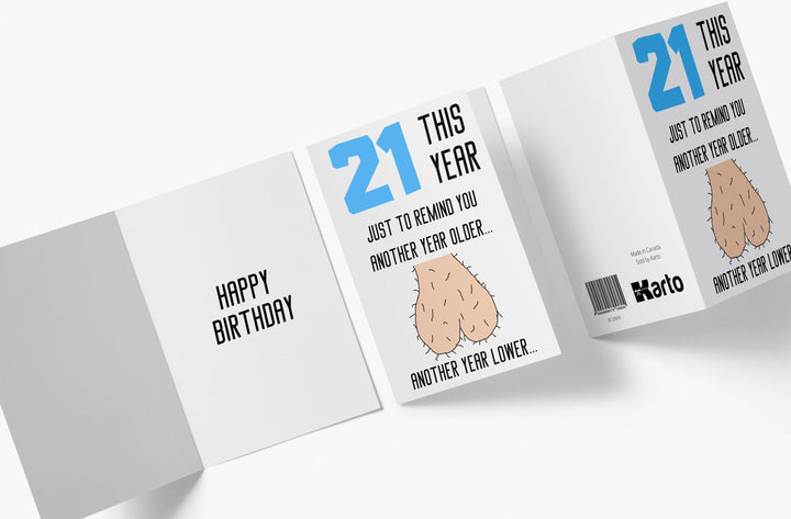 One Year Older, One Year Lower - Men | 21st Birthday Card - Kartoprint