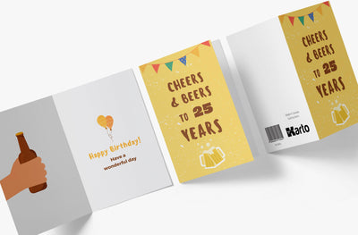 Cheers And Beers | 25th Birthday Card - Kartoprint