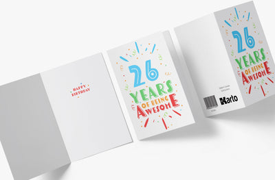 Of Being Awesome In Color | 26th Birthday Card - Kartoprint
