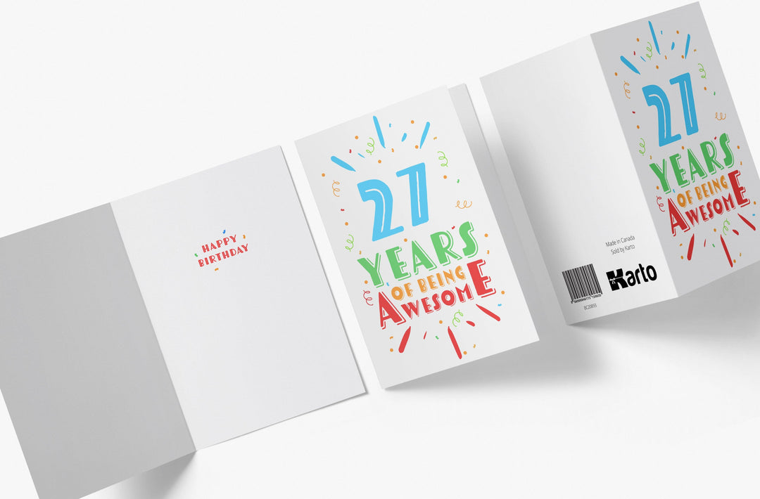 Of Being Awesome In Color | 27th Birthday Card - Kartoprint