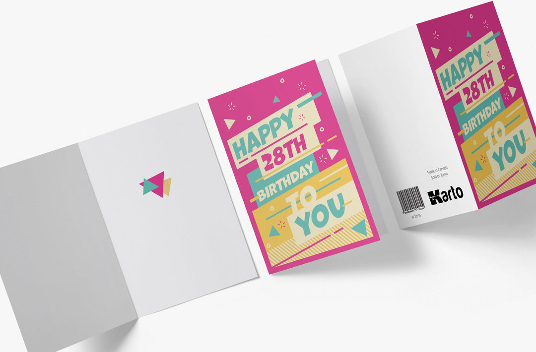 Funky Neon Colors | 28th Birthday Card - Kartoprint