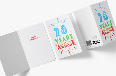 Of Being Awesome In Color | 28th Birthday Card - Kartoprint