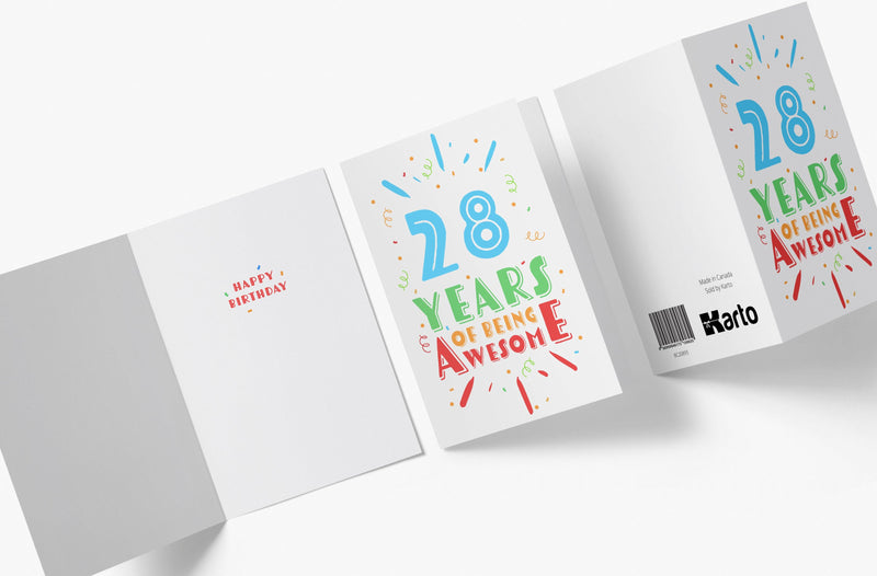 Of Being Awesome In Color | 28th Birthday Card - Kartoprint