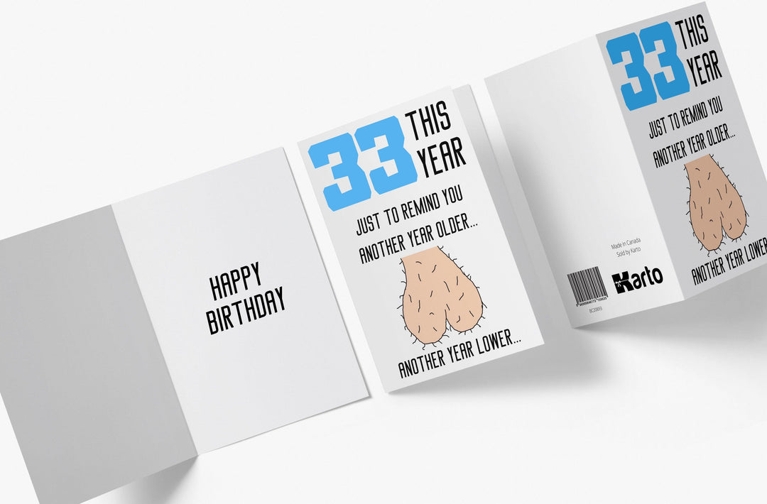 One Year Older, One Year Lower - Men | 33rd Birthday Card - Kartoprint