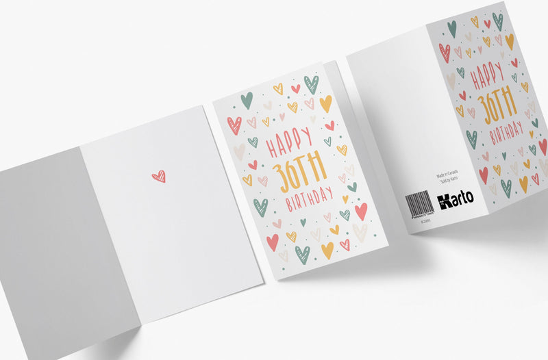 Cute Heart Doodles | 36th Birthday Card - Kartoprint