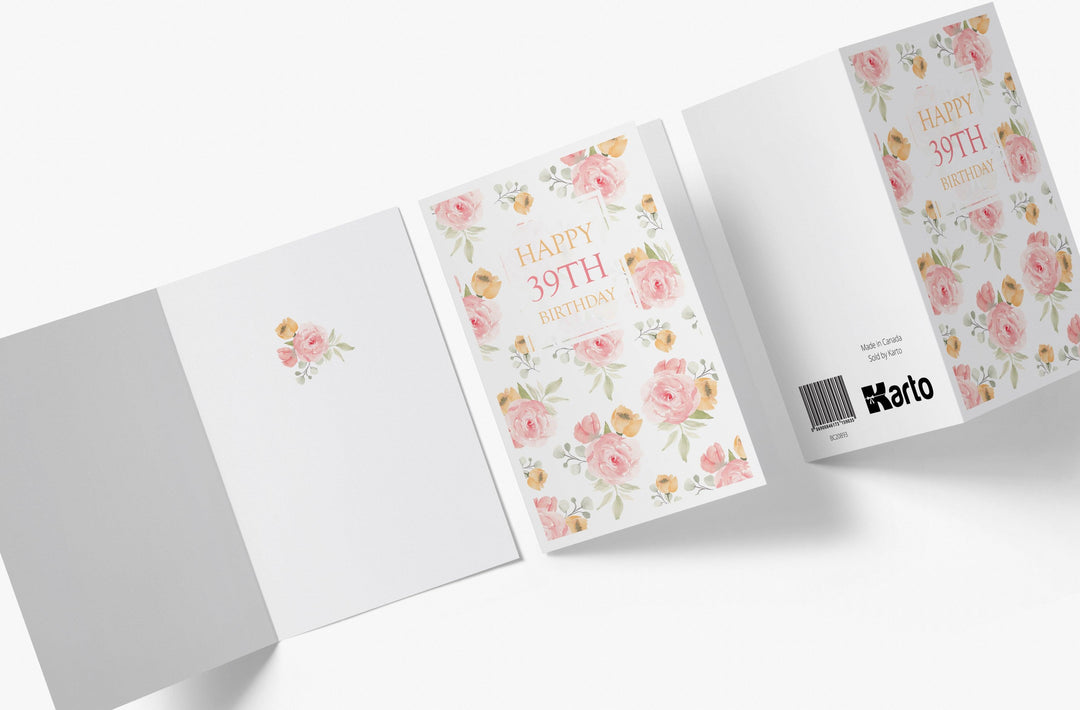 Pink Flower Bouquets | 39th Birthday Card - Kartoprint