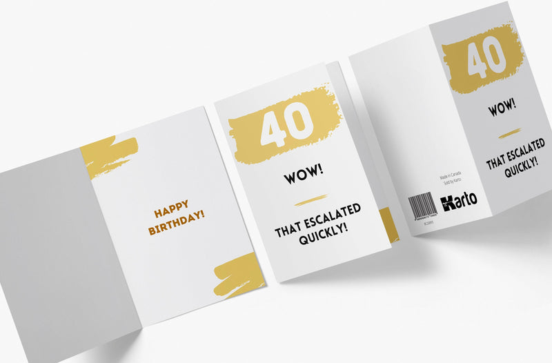 That Escalated Quickly | 40th Birthday Card - Kartoprint