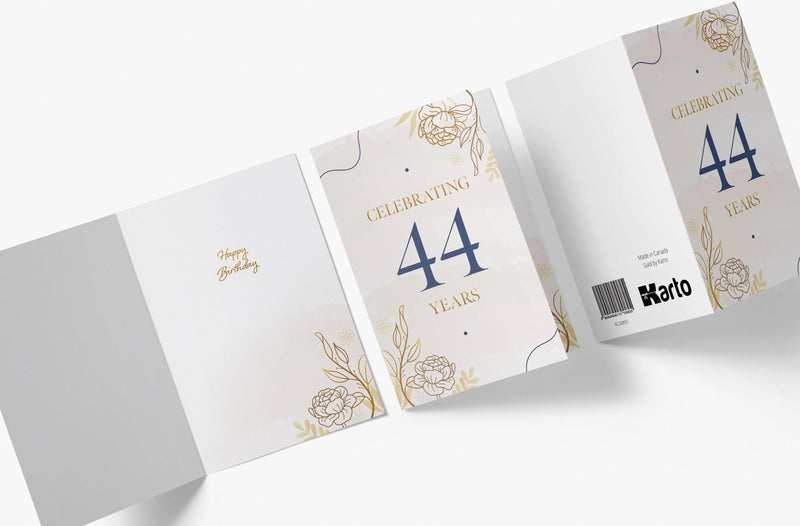 Golden Flowers | 44th Birthday Card - Kartoprint