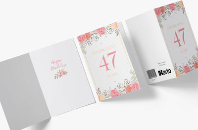 Pink Flowers | 47th Birthday Card - Kartoprint