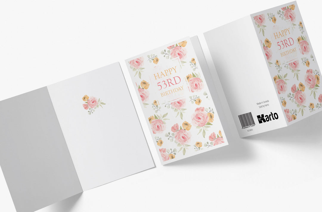 Pink Flower Bouquets | 53rd Birthday Card - Kartoprint