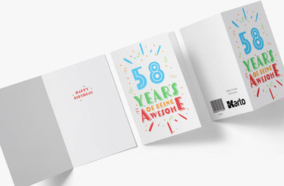 Of Being Awesome In Color | 58th Birthday Card - Kartoprint