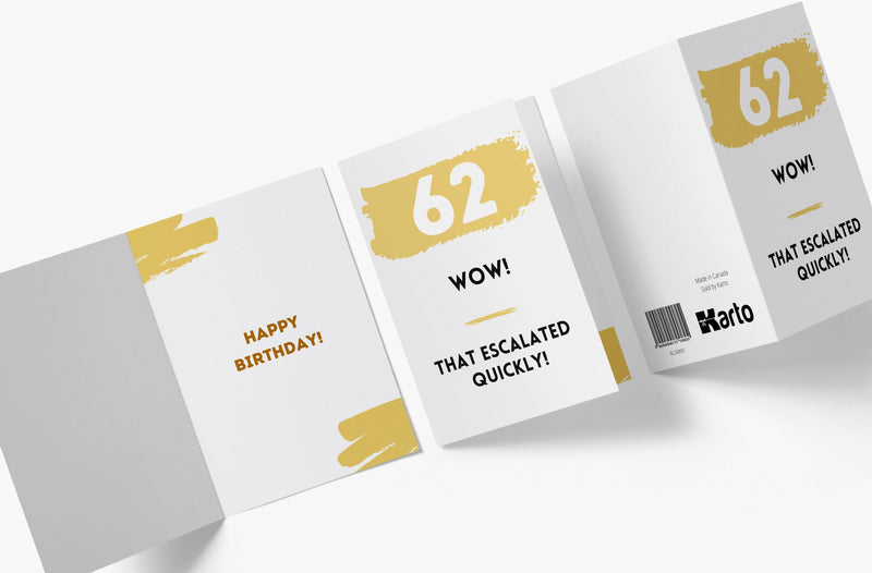 That Escalated Quickly | 62nd Birthday Card - Kartoprint