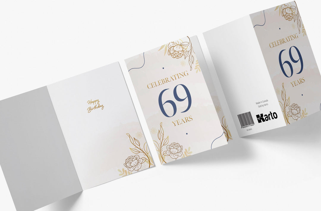 Golden Flowers | 69th Birthday Card - Kartoprint