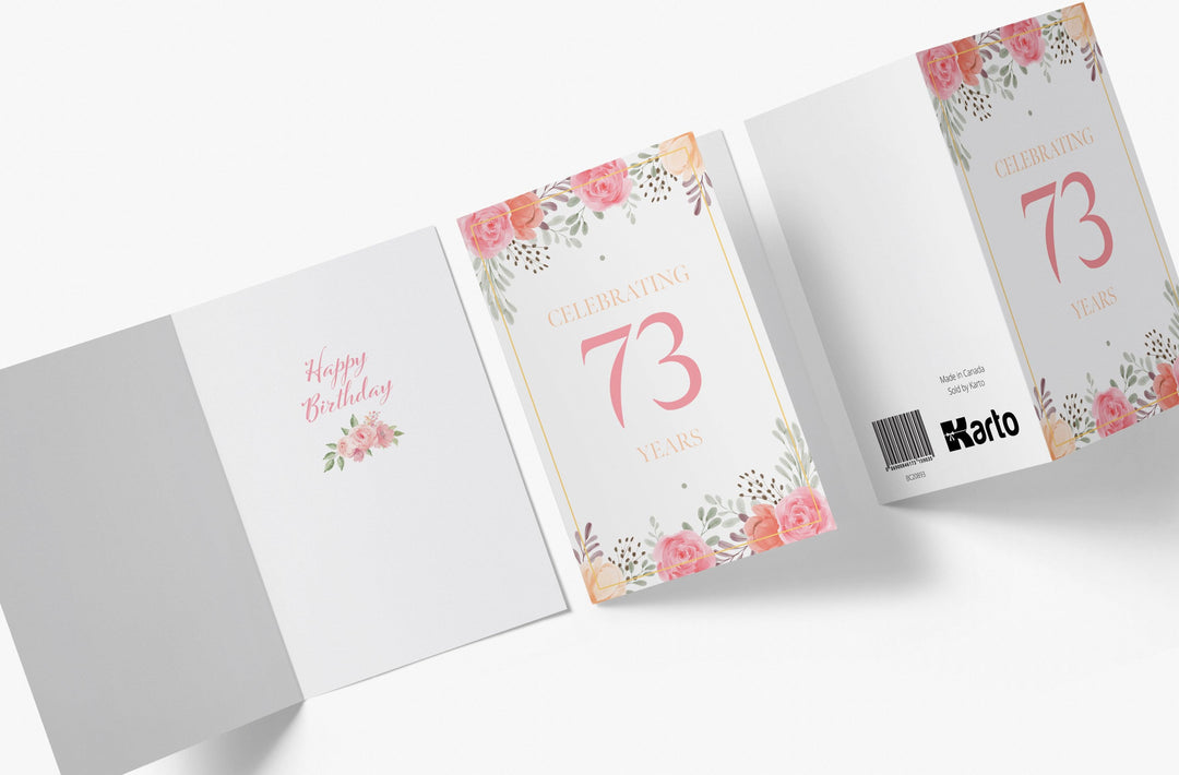 Pink Flowers | 73rd Birthday Card - Kartoprint