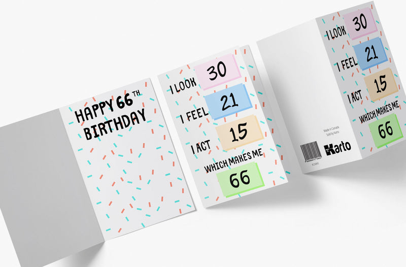 I Look, I Feel, And I Act | 66th Birthday Card - Kartoprint