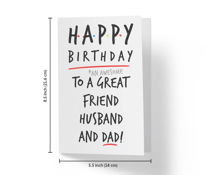 Happy Birthday To A Great Friend, Husband, And Dad | Funny Birthday Card - Kartoprint