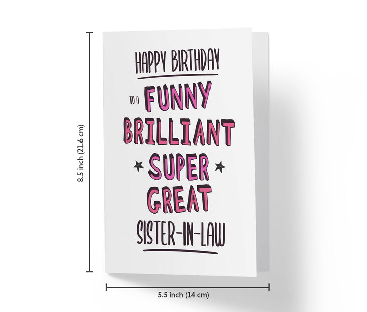 Funny Brillant Super Great Sister in law | Funny Birthday Card - Kartoprint