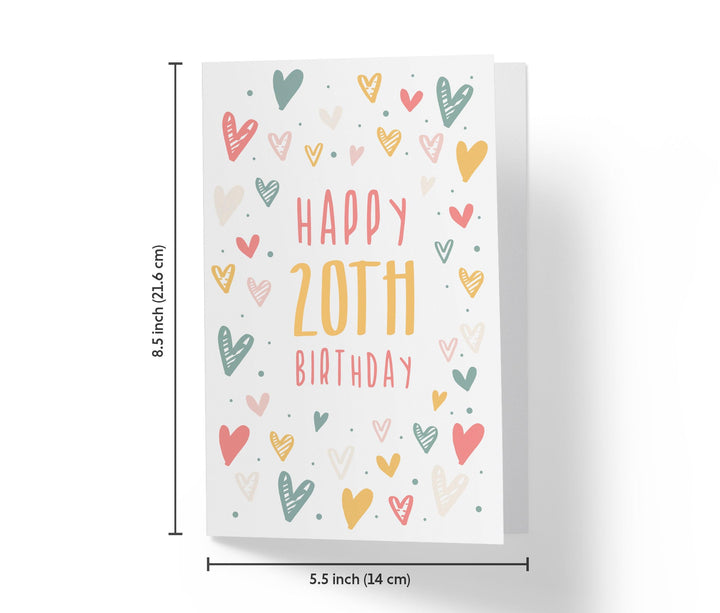 Cute Heart Doodles | 20th Birthday Card - Kartoprint