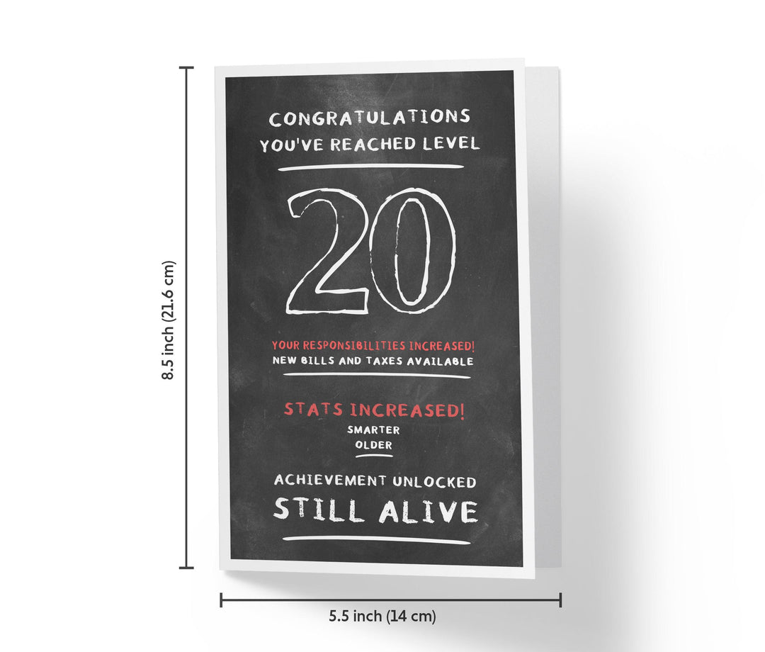 Congratulations, You've Reached Level | 20th Birthday Card - Kartoprint