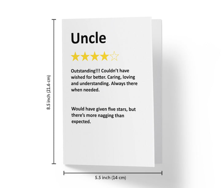 Would Have Given Five Stars But, Uncle | Funny Birthday Card - Kartoprint