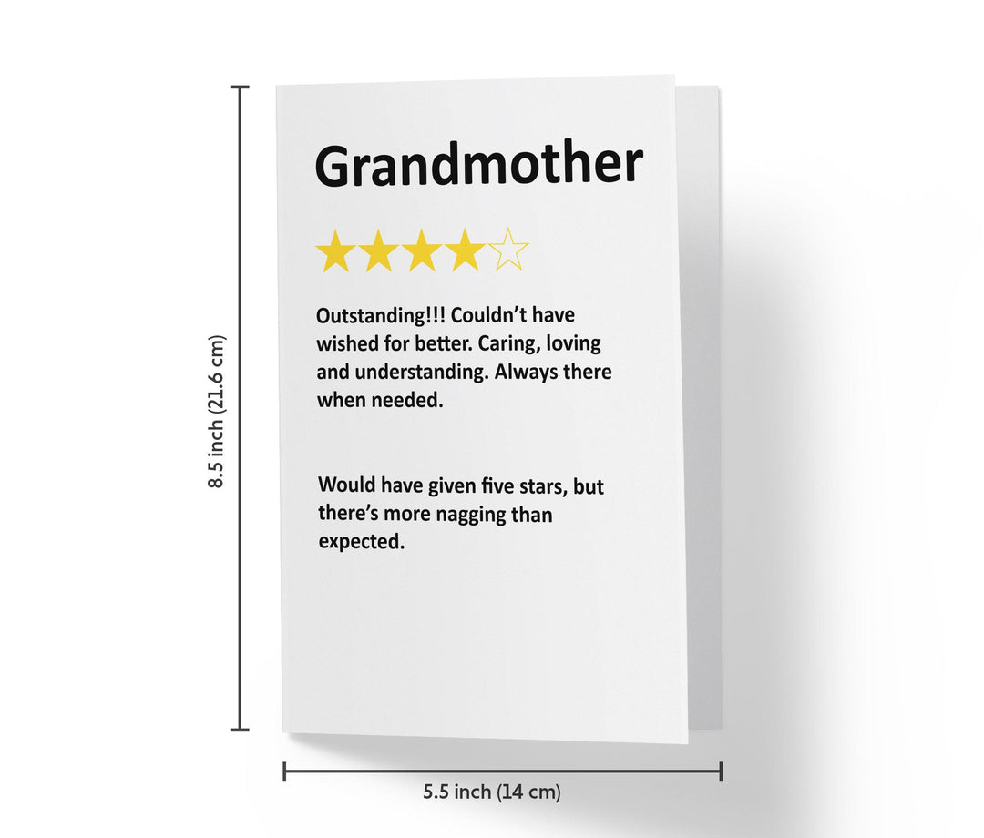 Would Have Given Five Stars But, Grandmother | Funny Birthday Card - Kartoprint