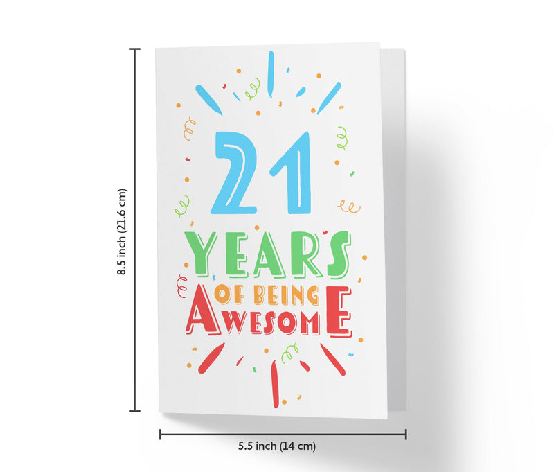 Of Being Awesome In Color | 21st Birthday Card - Kartoprint