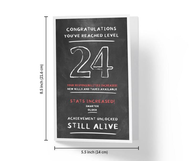 Congratulations, You've Reached Level | 24th Birthday Card - Kartoprint