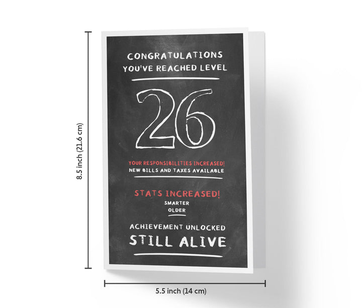 Congratulations, You've Reached Level | 26th Birthday Card - Kartoprint