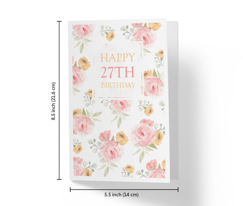Pink Flower Bouquets | 27th Birthday Card - Kartoprint