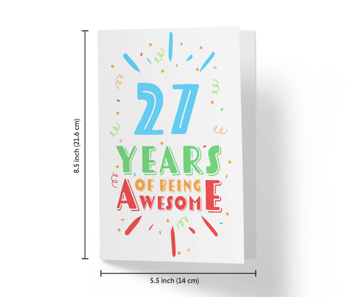 Of Being Awesome In Color | 27th Birthday Card - Kartoprint