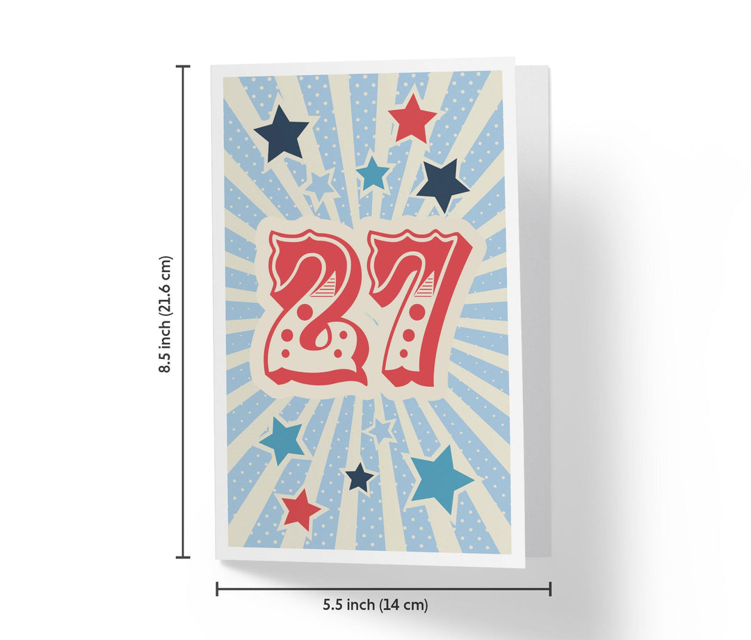Retro Circus And Stars | 27th Birthday Card - Kartoprint