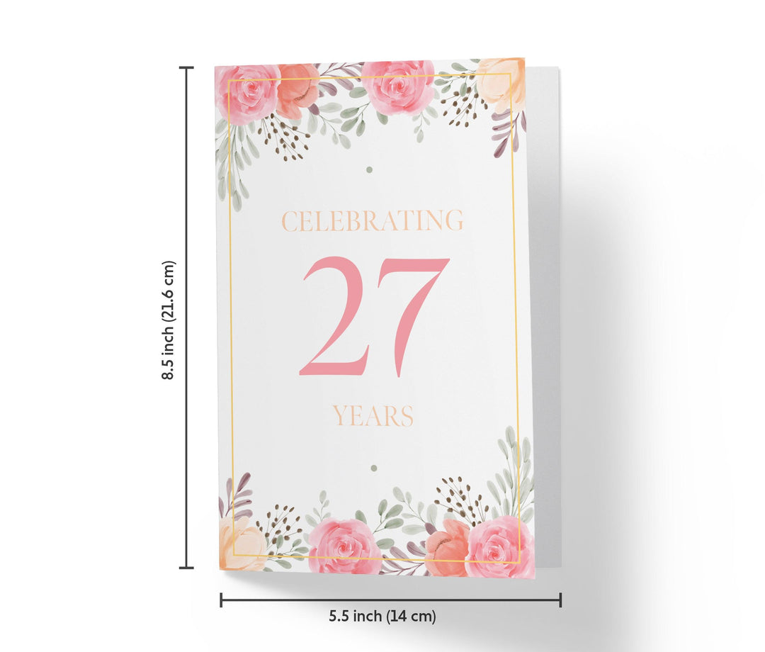 Pink Flowers | 27th Birthday Card - Kartoprint