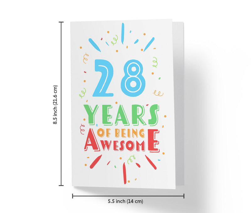 Of Being Awesome In Color | 28th Birthday Card - Kartoprint