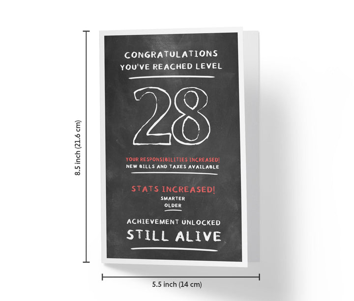 Congratulations, You've Reached Level | 28th Birthday Card - Kartoprint