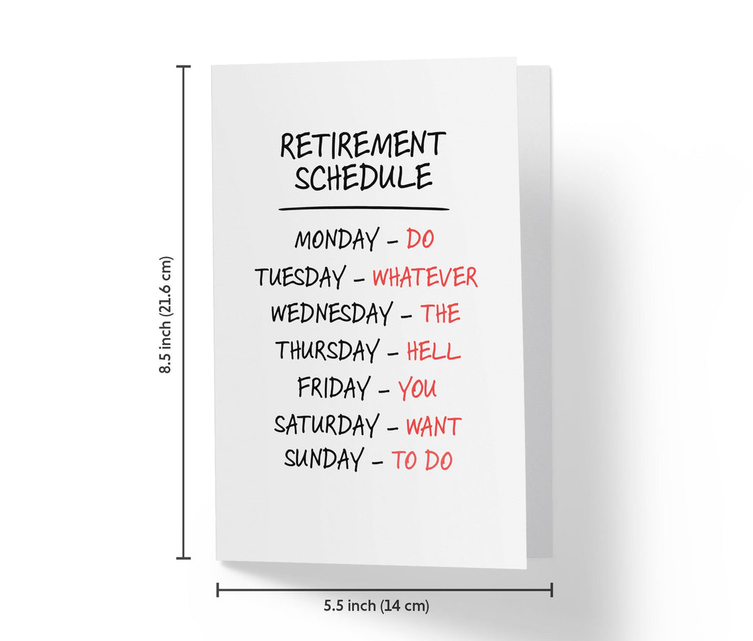 Retirement Schedule | Funny Retirement Card - Kartoprint