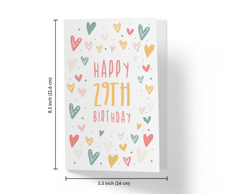 Cute Heart Doodles | 29th Birthday Card - Kartoprint