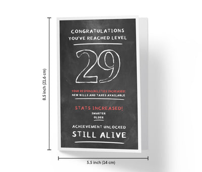 Congratulations, You've Reached Level | 29th Birthday Card - Kartoprint