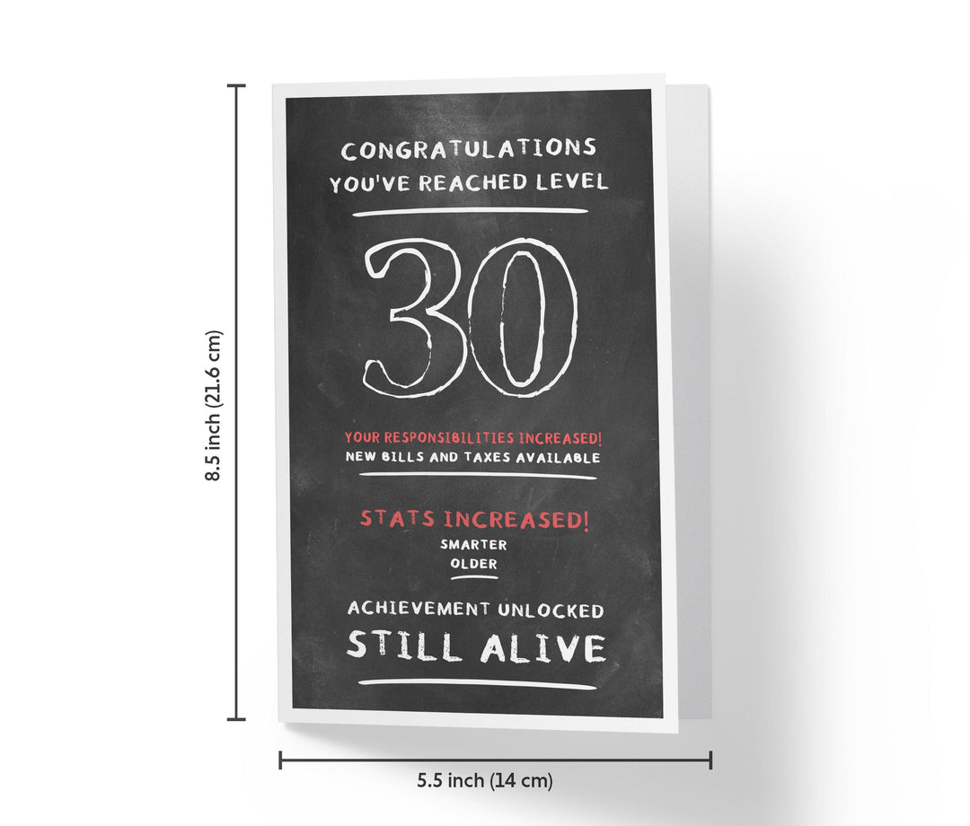 Congratulations, You've Reached Level | 30th Birthday Card - Kartoprint