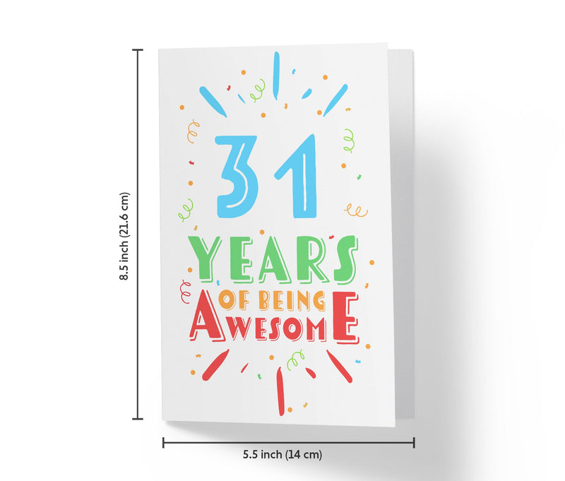 Of Being Awesome In Color | 31st Birthday Card - Kartoprint