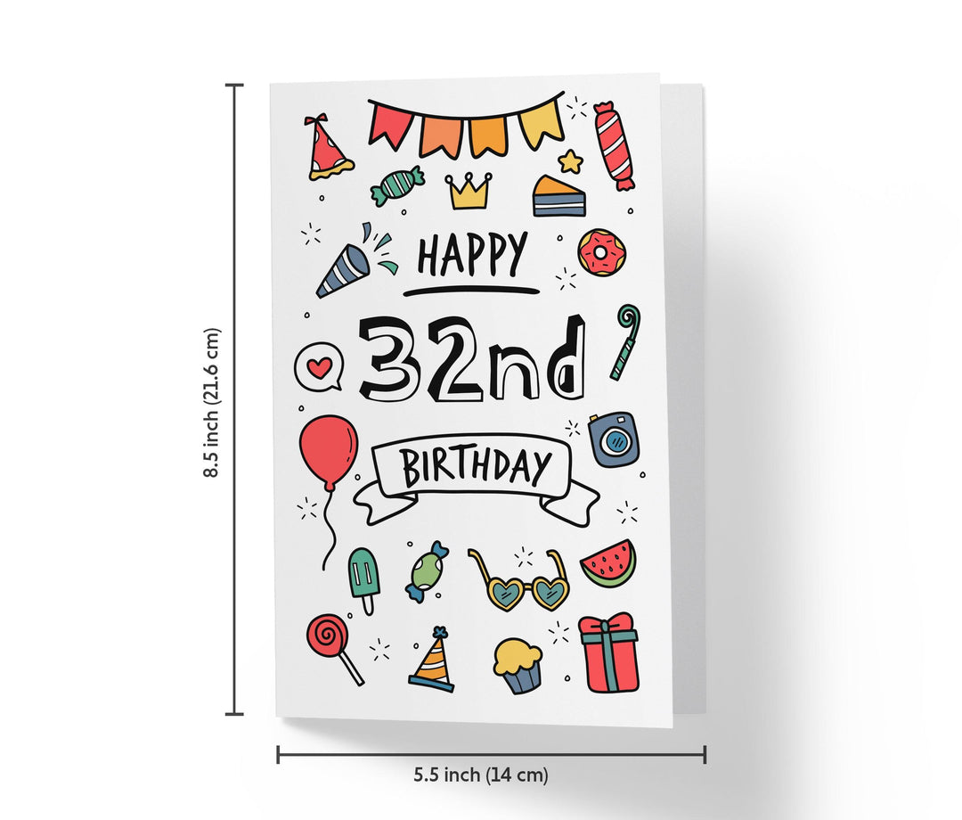 Party Doodles | 32nd Birthday Card - Kartoprint