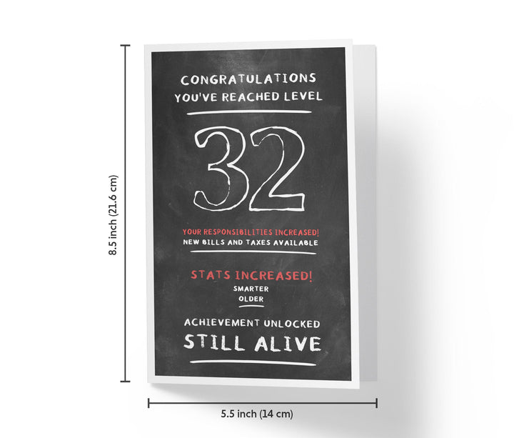 Congratulations, You've Reached Level | 32nd Birthday Card - Kartoprint